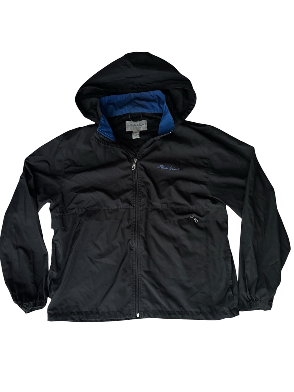 Eddie Bauer Black Hooded Windbreaker Jacket